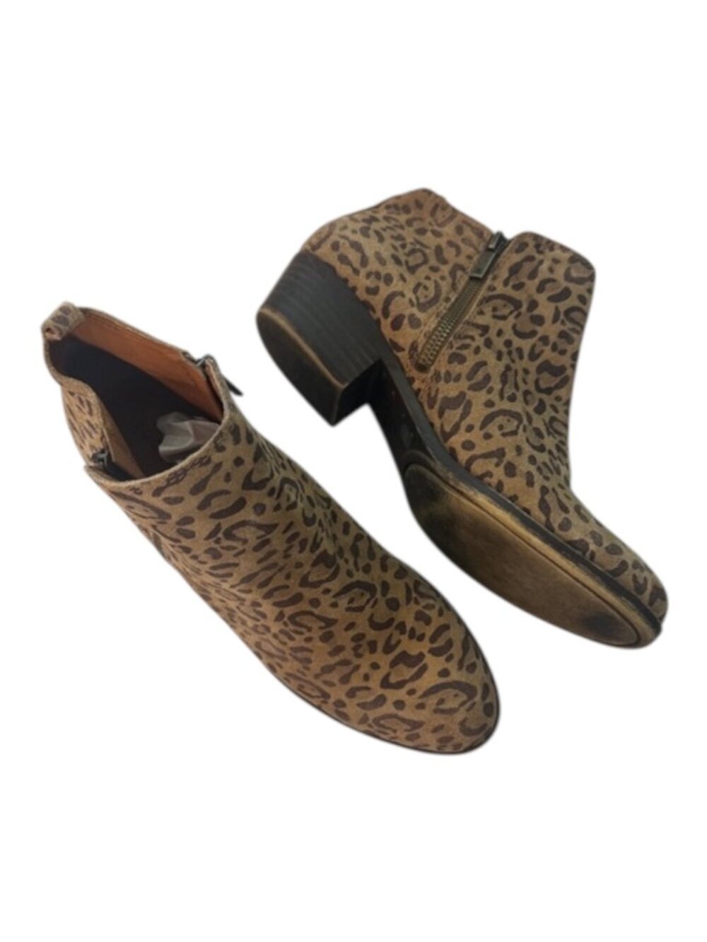 Lucky Brand Leopard Print Ankle Boots Women's Size 8.5 Tan LK Basel Booties